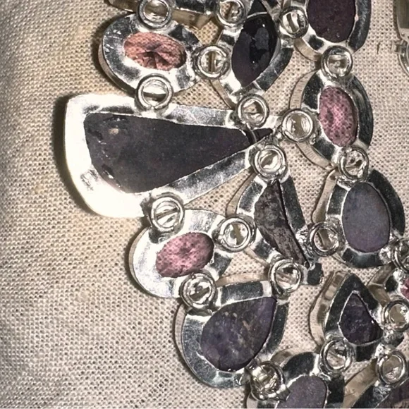 Beautiful Rough Amethyst + Polished Amethyst statement cluster necklace